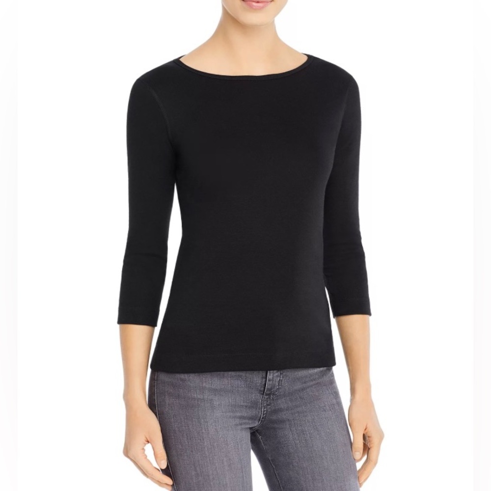 Three Dots Women’s 3/4 Sleeve Navy Blue Cotton Top - Small